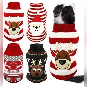 NIB 4 Piece Dog Christmas Holiday Sweaters  